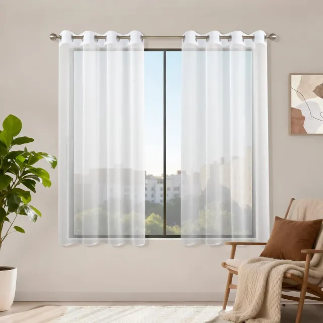 Unyqoos Transparante voile gordijnen met ringen voor diverse ruimtes in huis Wit