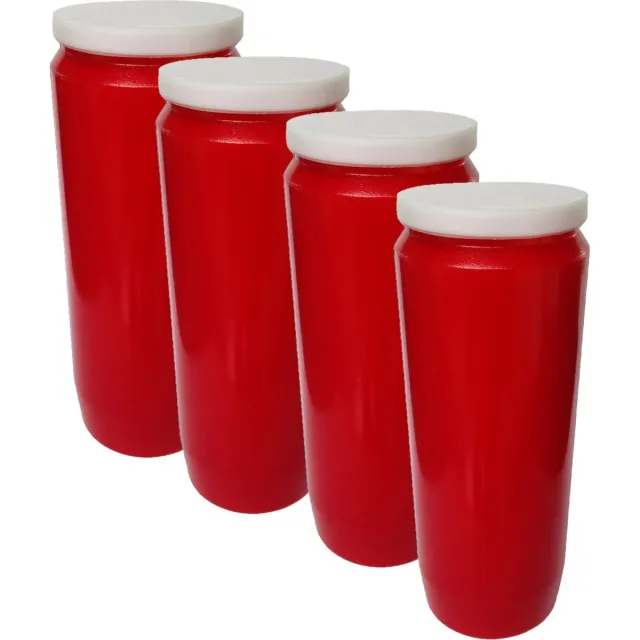 Enlightening Candles Enlighting candles grafkaars/gedenklicht - 4x - rood - 7 cm x 20 cm - 9 dagen - Noveenkaars - Gedenkkaars - Graflicht/herdenkingslicht
