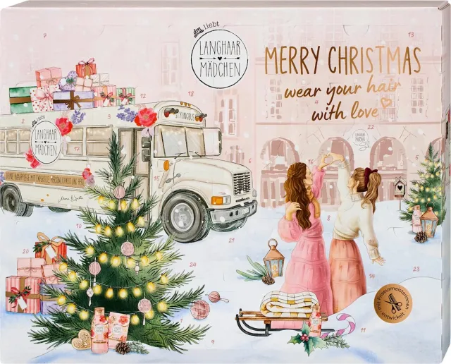Langhaarmädchen Adventskalender 2026 Merry Christmas Wear Your Hair With Love Meerkleurig