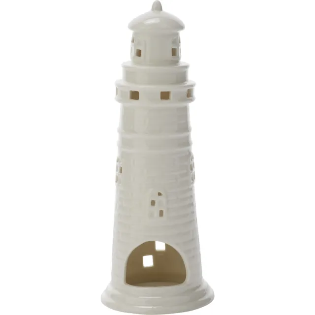 Cosy&Trendy Cosy & Trendy Waxinelichthouder - vuurtoren - wit - 24 cm - Nautisch / Maritiem thema