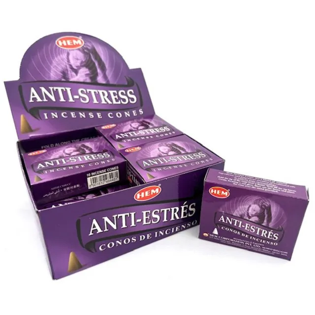 HEM Anti Stress Wierook Kegels / Cones - Voordeelbox (12 Pakjes / 120 Kegels) Ontspannend Multi