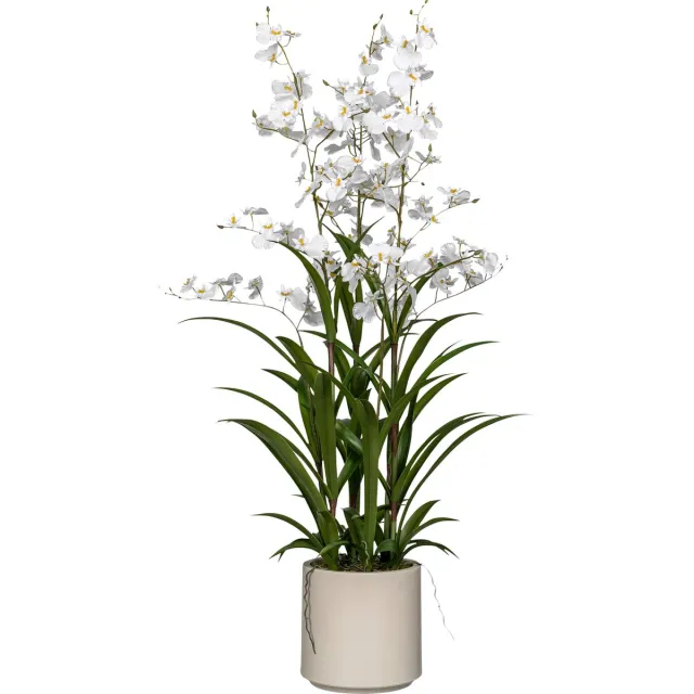 Kopu Kunstbloem Orchidee Oncidium 98cm in pot - Wit