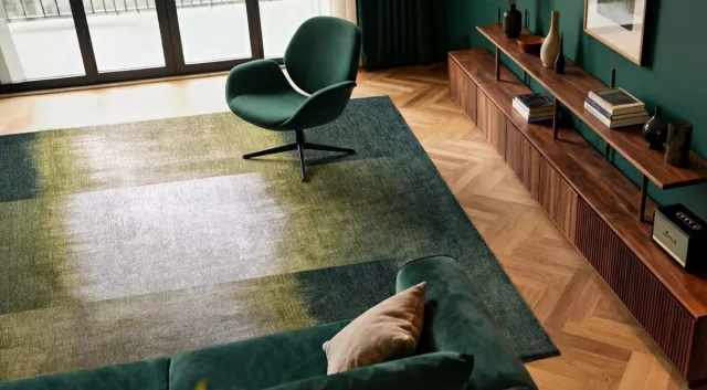 Louis de Poortere Wasbaar Binnen & Buiten Vloerkleed - 200 x 280 cm - Louis De Poortere Sendai Forest Mood - Laagpolig Tapijt - Gerecycled PET - Made in Belgium - Circulair Groen