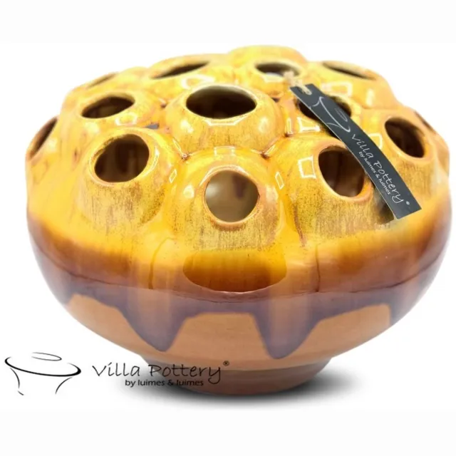 Villa Pottery Cognac gele vaas Coral 30 x 30 x 22 geel