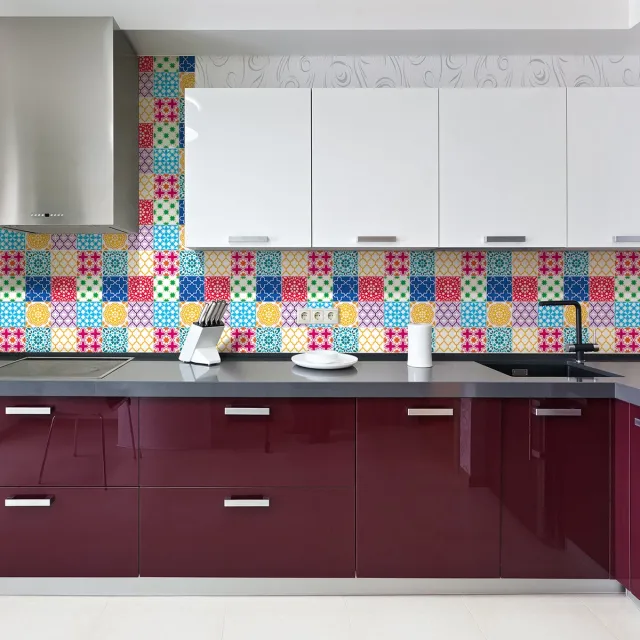 Ambiance Sticker Zelfklevende tegelmuurstickers voor keuken en badkamer - 30 Consuella Azulejo tegelstickers - 30 stickers 20x20cm Multi color