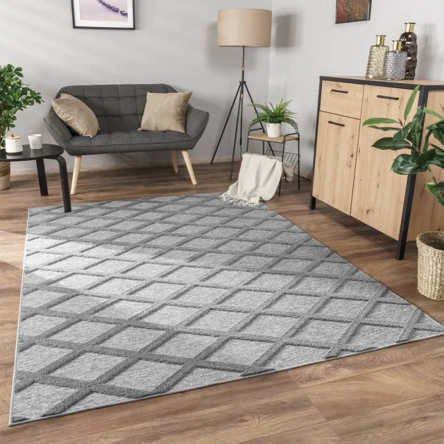 flycarpets Laagpolig Modern Vloerkleed Utrilia - Grijs
