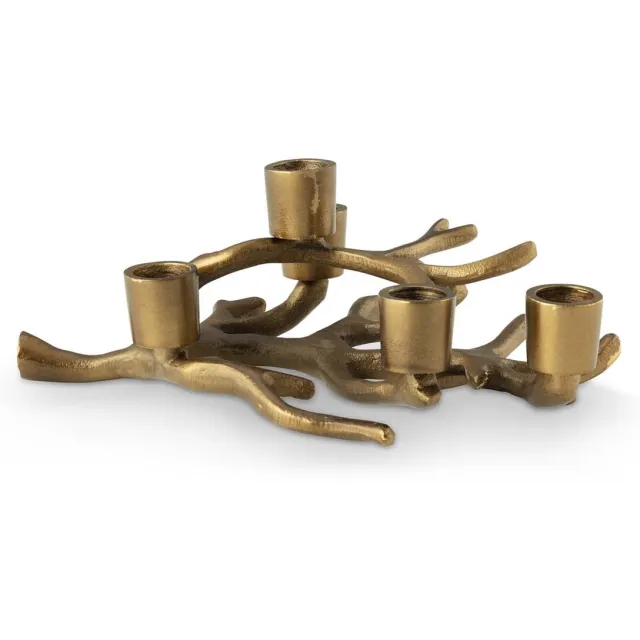 vtwonen Kandelaar - Metaal - Goud - Tak - 24 x 13 x 9,5 cm
