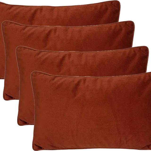 Atmosphera Bank/sierkussens Sophia - 4x stuks - 30 x 50 cm - polyester met rits Terracotta bruin