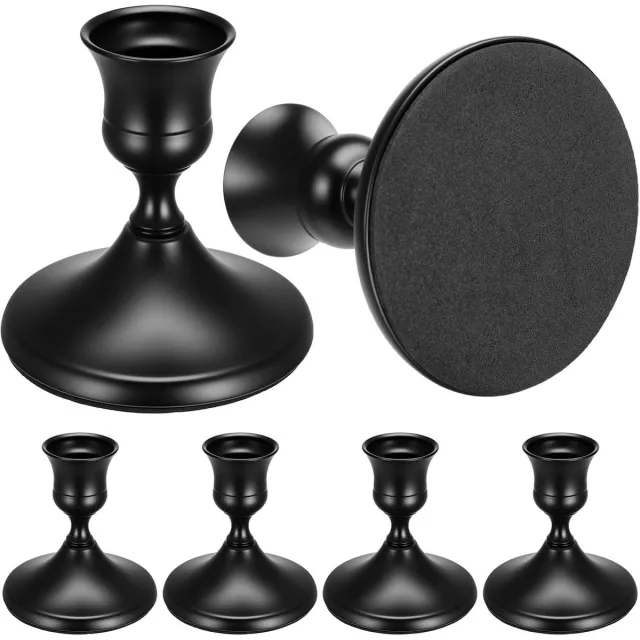 KZQ Kandelaars - 4 Stuks - Metalen Kaarsenhouders - Kaarsenstandaard - Theelichthouder - Woonaccessoires - Vintage Decoratie - Voor Bruiloft Kerst Woonkamer - 6.7x6.7x7 cm - Zwart