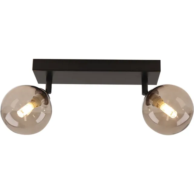 Olucia AMER - Badkamer Plafondlamp - Amber / Zwart - Geschikt voor Badkamer - Vorm: Rechthoek