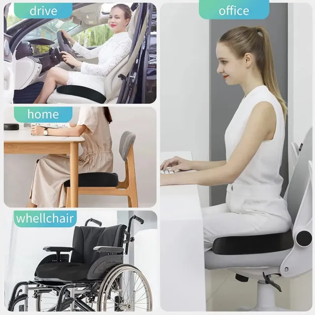 jinlin Zitkussen - Orthopedisch zitkussen - Ergonomisch zitkussen - Traagschuim stoelkussen - Zitkussen bureaustoel zwart