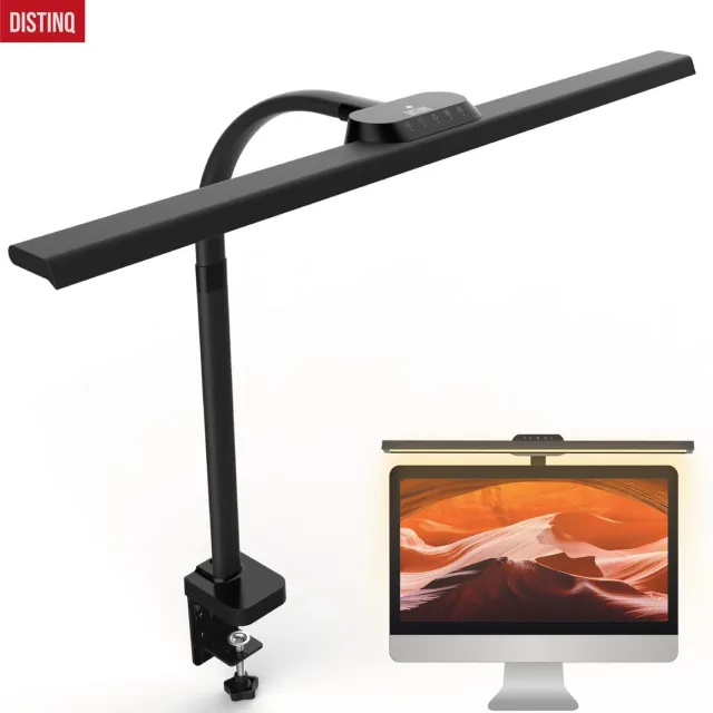 DistinQ Bureaulamp met Klem - Monitor lamp Dimbaar LED – Klemlamp – Bureau Lamp - Thuiswerken – Zwart - Handwerklamp - Borduurlamp - Hobbylamp