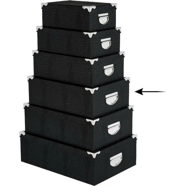 5Five® 5Five Opbergdoos/box - zwart - L40 x B26.5 x H14 cm - Stevig karton - Crocobox