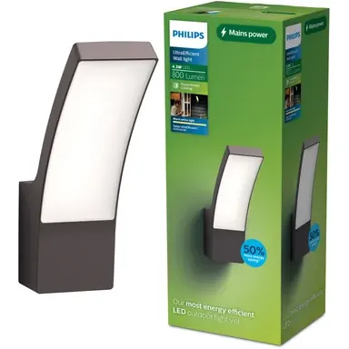 Philips Buitenwandlamp Splay - Antraciet - Warm Wit - 3,8w Grijs
