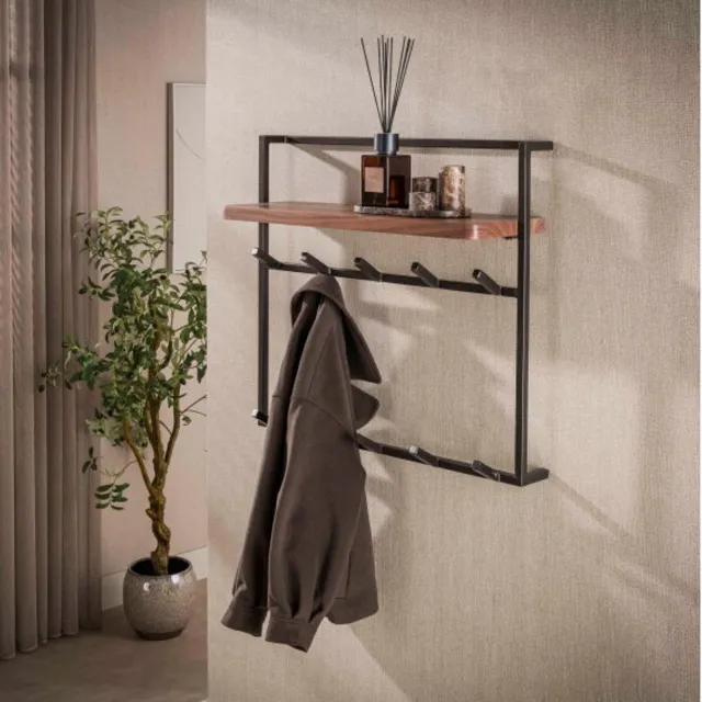 Meubelplaats Kapstok Air Pure hoog 2x6H - Massief acacia bruin Naturel