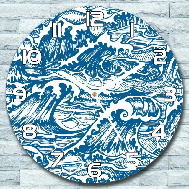 Coloray Wandklok - Stormgolven Glazen Klok - 30fi cm - Blauw Wandklok - Wandklok Ronde - Wandklok Klassiek - Wandklokken Woonkamer - Stille Wandklok Blauw - Stormgolven - Witte Handen