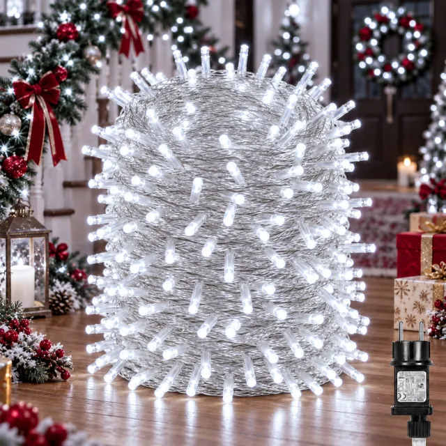 LAPAMAX Kerst Lichtsnoer Buiten IP44-Fairy Lights-LED Kerstverlichting Buiten-Lichtslinger met 8 Lichtstanden&Geheugen-Timer 6U/18U-Veilige 31V Laagspanning&Energiezuinig voor Tuin,Gevel&Feest-800 LED-100m-Wit-1 Stuk