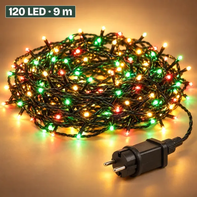Levano Kerstverlichting Buiten 120 LED 9 m - Kerstversiering - Lichtsnoer voor Binnen en Buiten - Kerstlampjes Gekleurd - LED Lampjes - Kerstboomverlichting - Lichtslinger - Kerstlichtjes - Lichtketting - Sfeerverlichting - Timer - IP44
