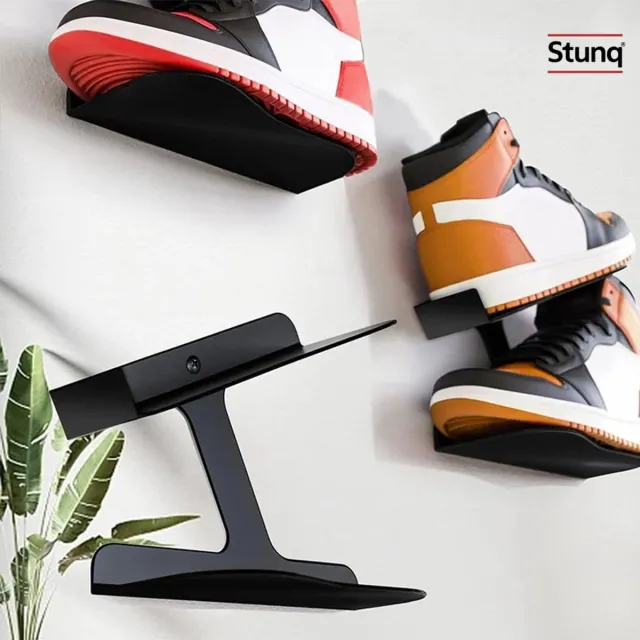 Stunq Wandgemonteerde Schoenenrek - Zwart Metalen Sneaker en Hakken Ophanger