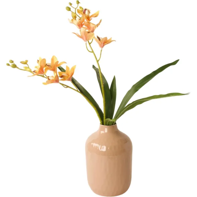 Winq Vaas Koro 22 cm Dark Beige-Metalen vaas hooglans-Vaas voor kunstbloemen