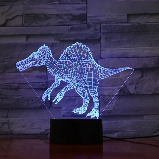MC Living 3D Led Lamp Met Gravering - RGB 7 Kleuren - Dinosaurus