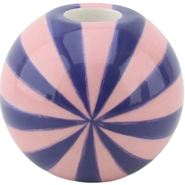 Housevitamin Kaarshouder - Kandelaar Swirl- Dolomiet - Blauw/Roze - 10x10x10cm