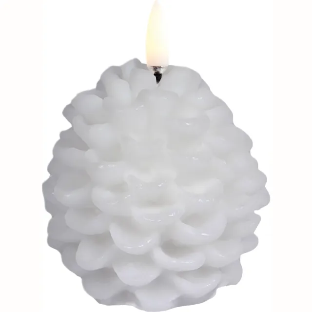 Uyuni Lighting Dennenappel LED kaars - Uyuni Lighting - Nordic White - 7 cm x 7 cm Wit