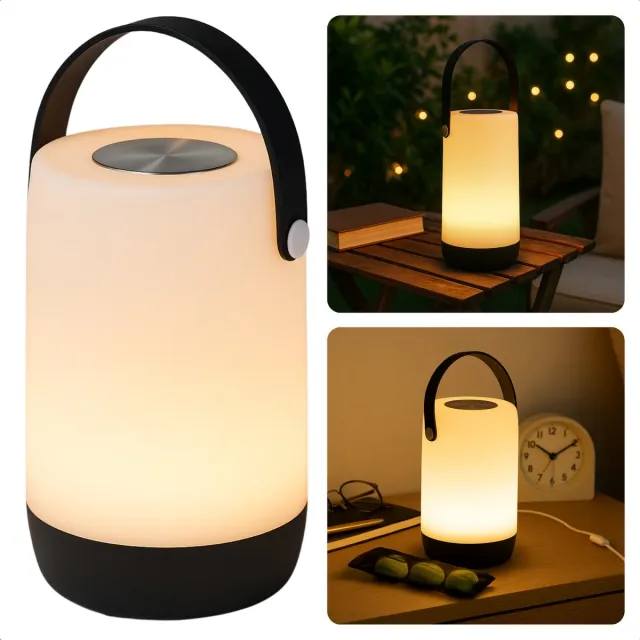Cheqo LED Nachtlamp Opblaadbaar - Nachtlampje - Leeslamp - Sfeerlamp - Lantaarn - Tuinlantaarn - Tafellamp - Dimbaar - Voor Binnen & Buiten - Kunststof - USB-C NTB