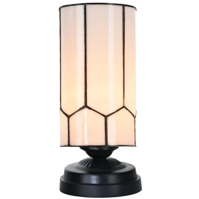 Coloured by Art Tiffany lage tafellamp zwart met Gatsby - Art Deco Trade Wit