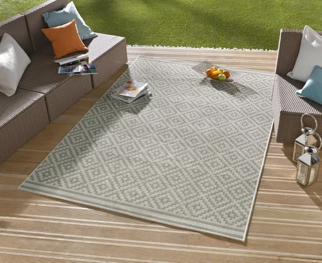 flycarpets Laagpolig vloerkleed - Binnen en buitenkleed - Raute - Grijs / Creme 160x230 cm