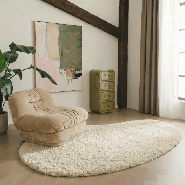 MrCarpet Organisch Hoogpolig vloerkleed wit/ivoor teddy 240x340cm Mrcarpet crème