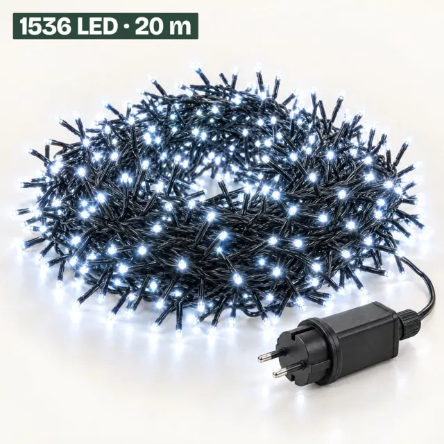 Levano Kerstboomverlichting 1536 LED 19,9 m Wit - Kerstverlichting Binnen en Buiten - Clusterverlichting - Kerstlampjes - Kerstboom Lampjes - Kerstversiering - Kerstlichtjes - Treecluster - Sfeerverlichting - LED Lichtsnoer - Timer