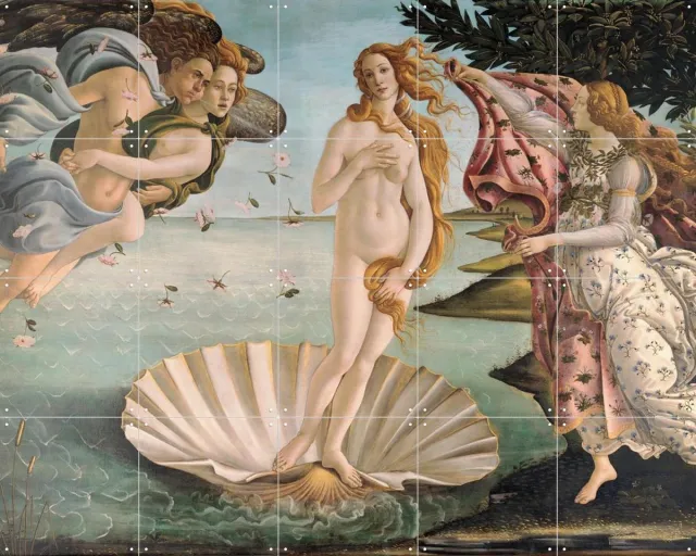 IXXI The Birth of Venus, Sandro Botticelli & Bridgeman Images - 100 x 80 cm - Grote wanddecoratie en posters - Klassiek, Olieverf, Gang, Woonkamer Roze / Pastel kleuren / Lichte tinten