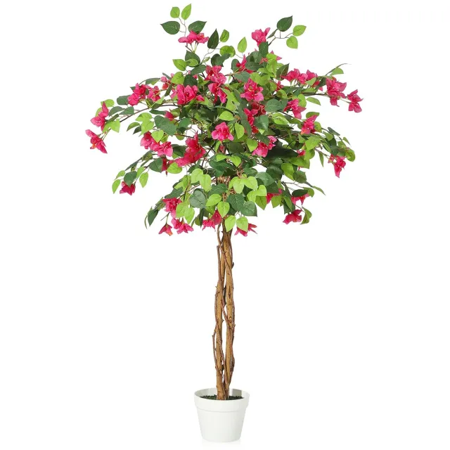 Triumpunpre Levensechte Roze Bougainvillea‑Boom – Kunstplant van Zijde met Verzwaarde Cementen Pot, Weer‑ en Kleurvast voor Binnen en Overdekt Buiten, Geschikt voor Woonkamer, Entree, Kantoor en Balkon