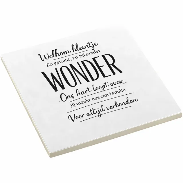 Mr Cadeautjes Decoratie tegel Een warme familieboodschap met één krachtwoord als visuele b - 10,8 x 10,8 cm, keramiek - keuken, badkamer, woonkamer | cadeau wit
