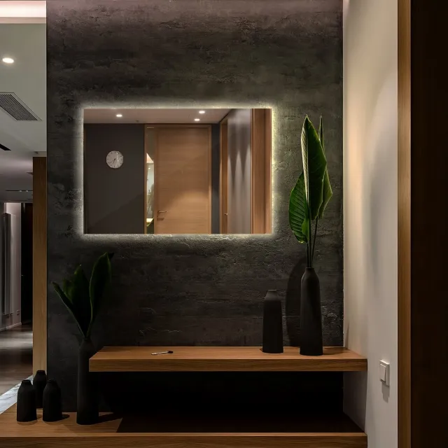 Coloray Stijlvolle Rechteckige LED Spiegel - Moderne Wand-LED Spiegel Rechteckig - 100 cm x 70 cm - Rechteckige LED Spiegel für Jede Kammer - Grote Rechteckige LED Spiegel - Warm Licht - Elegante Wand-LED Spiegel Rechteckig