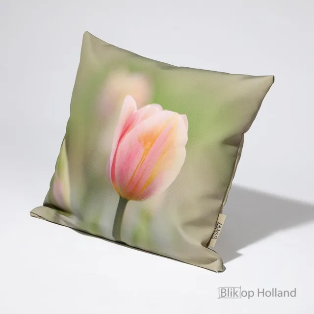 Hugs buitenkussen | tulpen | 40 x 40 | uniek tuinkussen | outdoor kussen | terras aankleding | waterafstotend groen