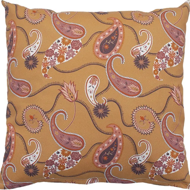 Studio Assorti Kussens woonkamer - Kussen PAISLEY 45×45 cm | okergeel - Kussenhoes met verborgen ritssluiting en kussen
