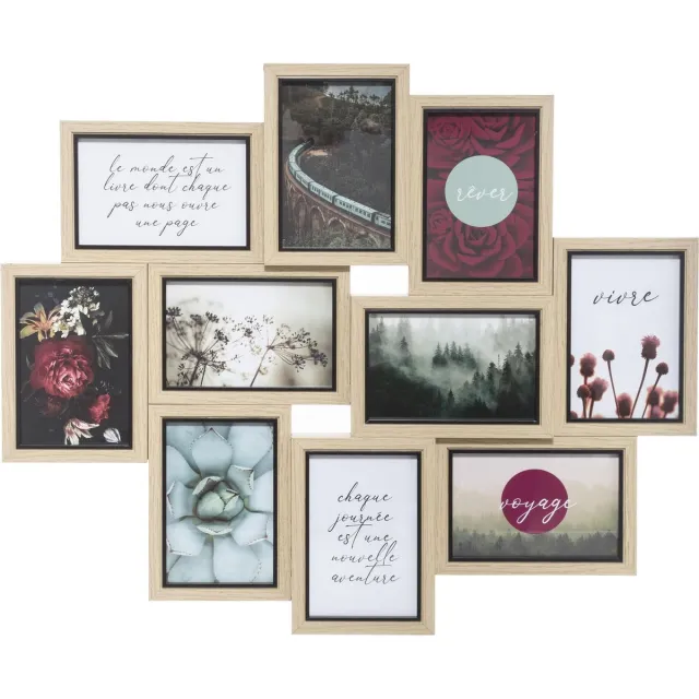 Fotolijsten Collage Atmosphera - 10-delige Fotowand 10x15 cm - Fotokader Glas Gallary Hout houtkleurig