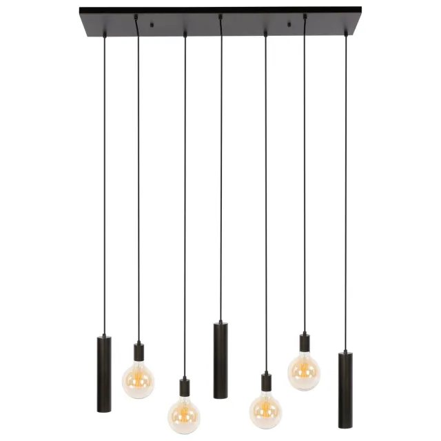 Nest of Nora Hanglamp Velja 4+3-lichts - Cilindervormige pendels - Sienna bruin