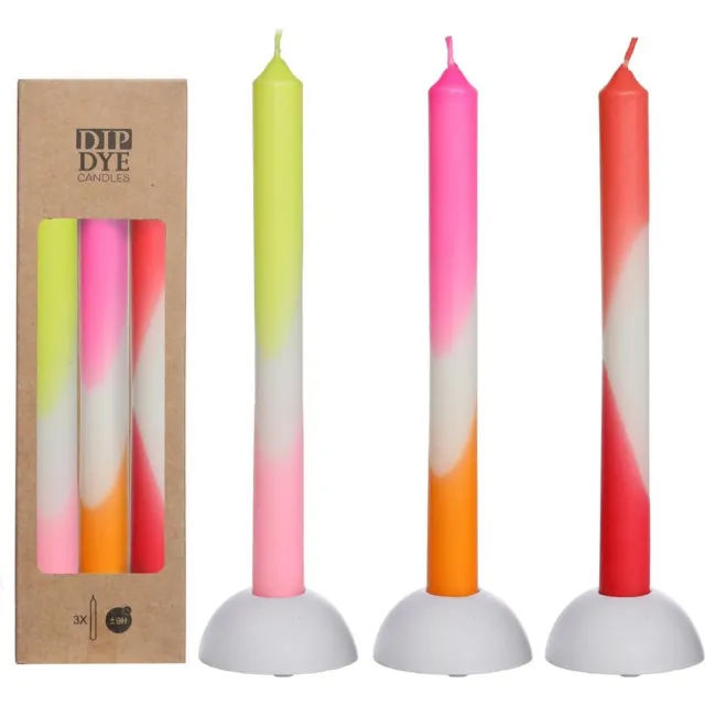 Ideas 4 Seasons Kaars Dip Dye Roze - Oranje - Rood - Geel Set 3