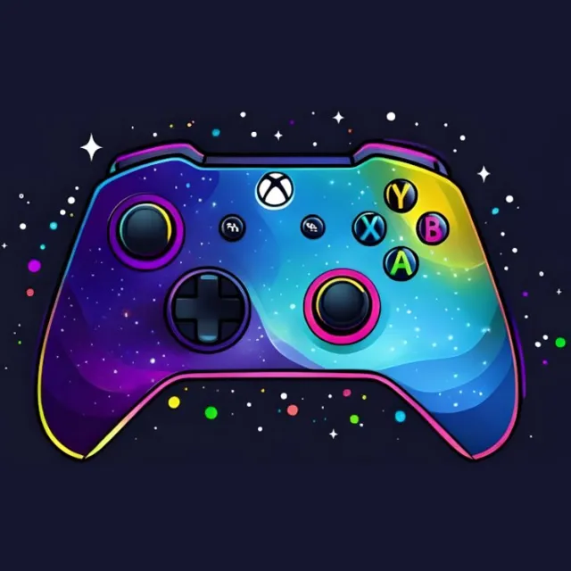 4one6 industries Cosmic Controller Art Print - Neon Nebula Gaming Design - Glanzende A4-poster voor de inrichting van een videogamekamer Kleurrijk