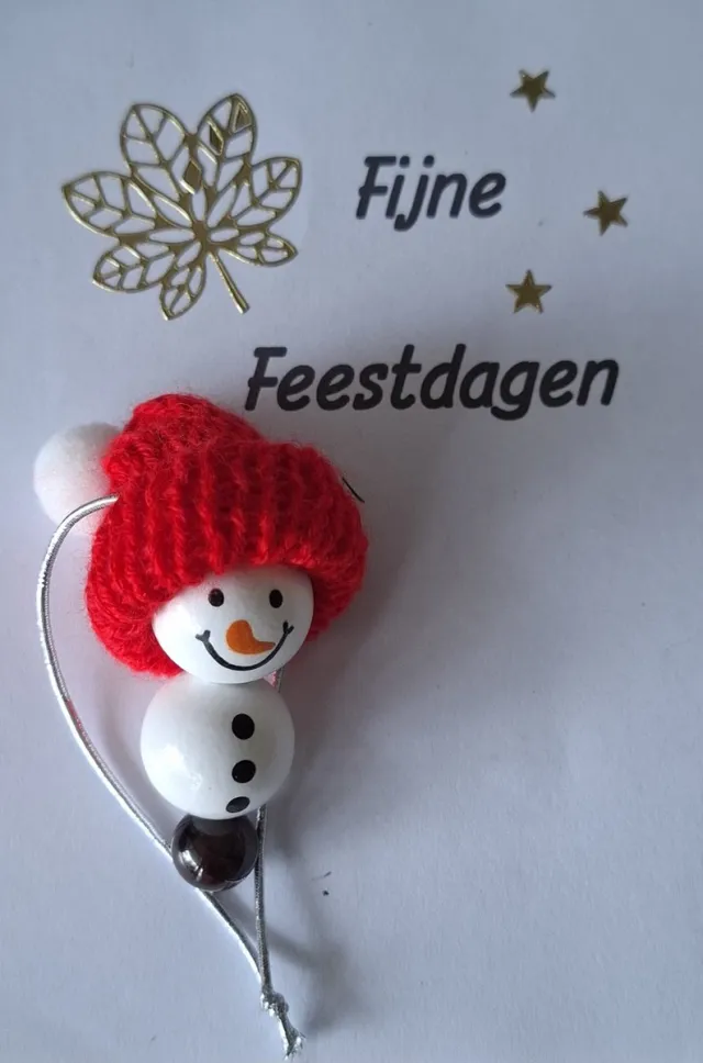 mineraalsteen Sneeuwpop "Granaat" Boomversiering rood