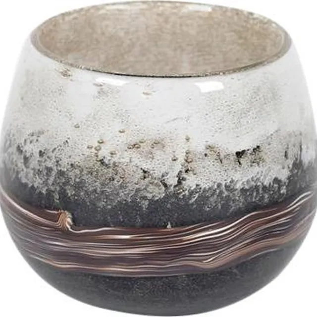 Rasteli Vaas - glas - grijs - D12 x H10 cm - Opening 7 cm