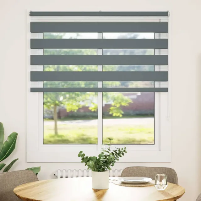 vidaXL Zebra rolgordijn 135x150 cm stofbreedte 130,9 cm donkergrijs grijs