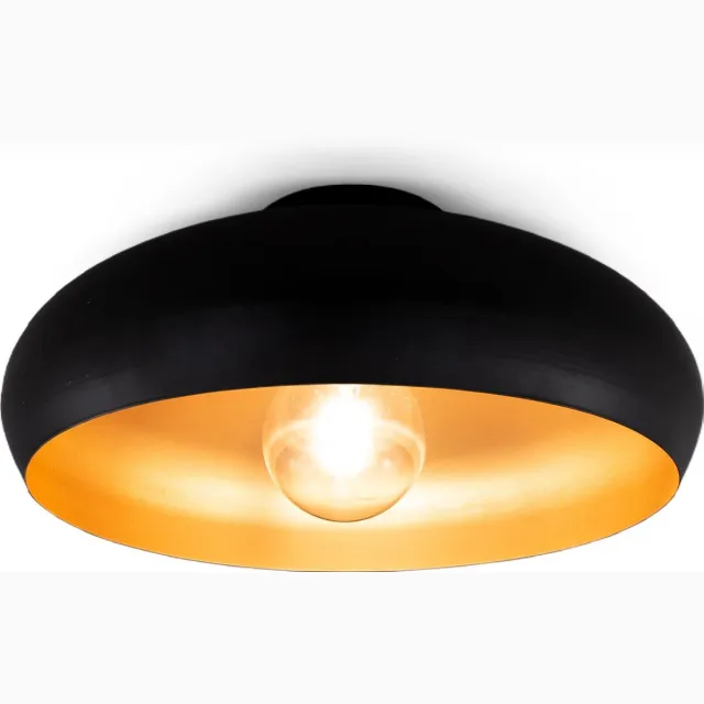B.K.Licht Zwart Gouden Plafondlamp - industriële metalen plafonniére - retro lamp - Ø40 cm - met E27 fitting - excl. lichtbron zwart-goud