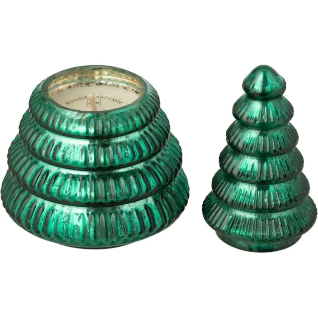 J-Line geurkaars Boom Geribbeld - glas - groen - small
