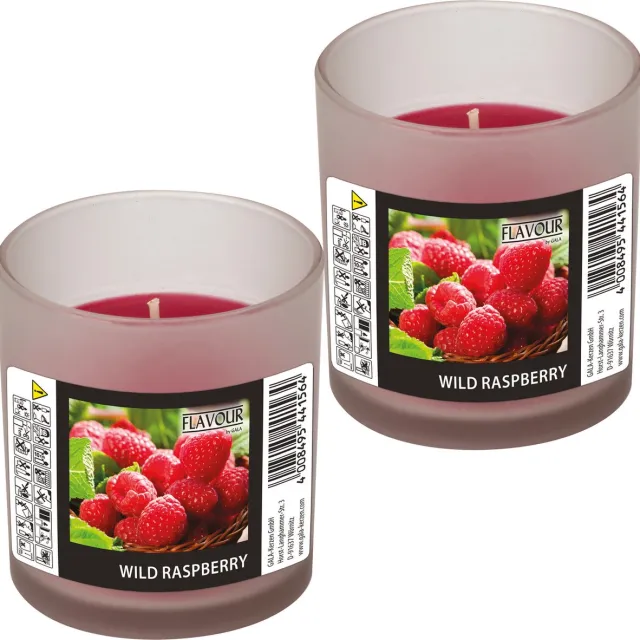 Conpax Candles geurkaars - 2x - raspberry geur - rood - 8 branduren - in glas - aroma kaars Fuchsia