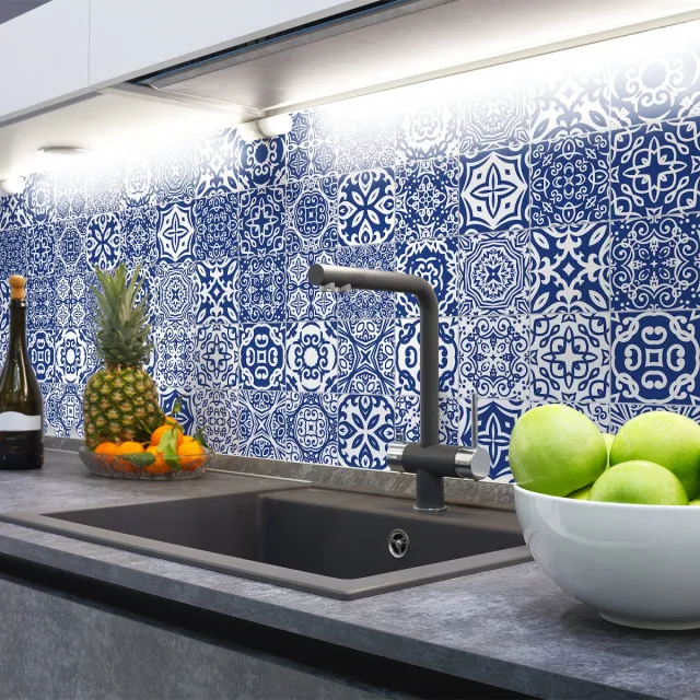 Ambiance Sticker Zelfklevende tegelmuurstickers voor keuken en badkamer - 24 Azulejos Estébano tegelstickers - 24 stickers 10x10cm Multi color