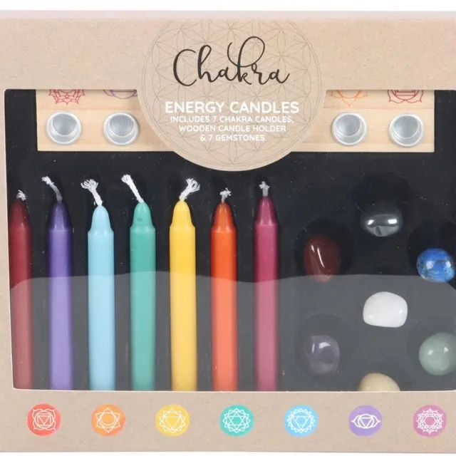 Something Different Chakra Energy Cadeauset met kaarsen en kristallen Zwart
